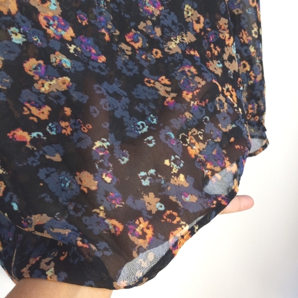 Lily Star Sheer Black Floral Long Tunic Style Cover up , Size Small - Picture 4 of 7